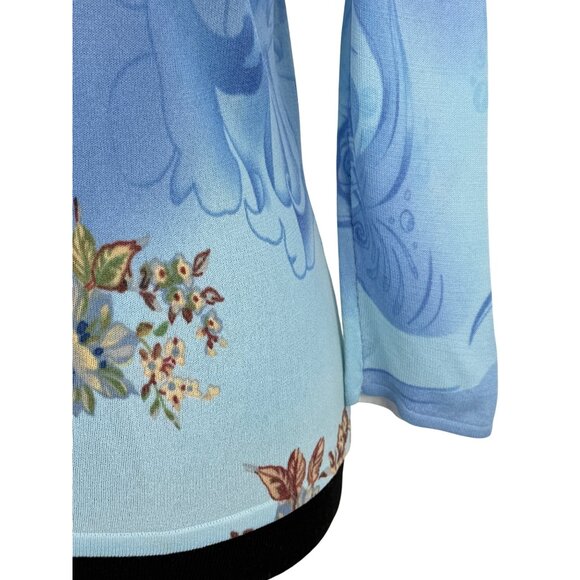 Vtg Alberto Makali Embroidered Floral Beaded Sequin Blue Knit Top M | Boho Indie - Picture 8 of 16